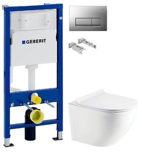 Інсталяція Geberit Duofix 458.103.00.1 з клавішею Delta50 хром матовий + Унітаз підвісний Koller Pool Round Smart Tornado 3.0 RN-0490-RQ3 з сидінням Soft Close
