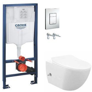 Инсталляция Grohe Rapid SL 38772001 4 в 1 + Унитаз подвесной с функцией биде Creavit Free FE322-34CB00E-0002 с сиденьем Soft Close