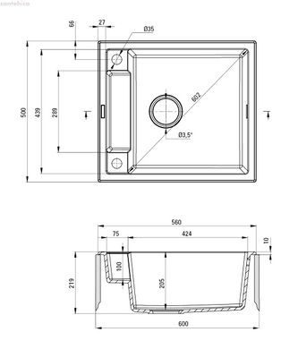 Кухонная мойка Deante Magnetic 56х50 серый металлический ZRM_S103