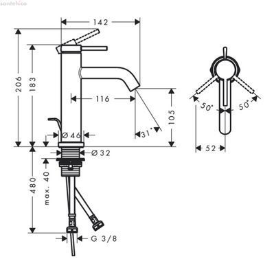 Смеситель для раковины Hansgrohe Tecturis E 110 сатин 73310800