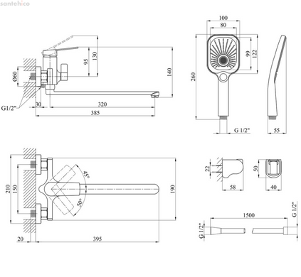 Змішувач для ванни Kroner KRP Makon - GRP070 графіт CV033861