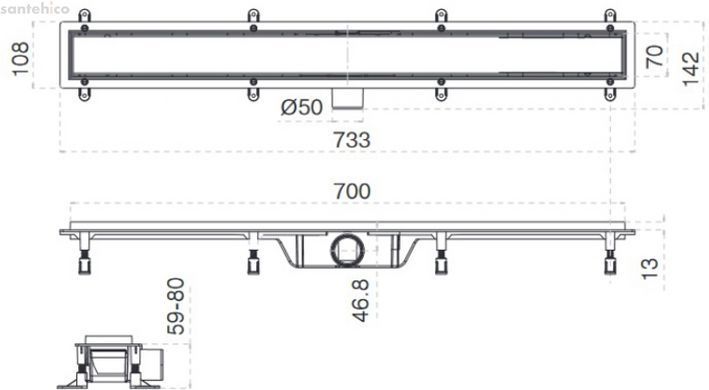 Душовий канал Koller Pool Aqua 70 см AQG0700 з решіткою Grace