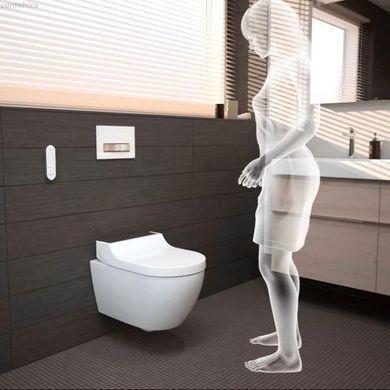 Унітаз біде навісний Geberit AquaClean Tuma Comfort білий/KeraTect, декор. панель - білий глянець 146.290.11.1 з електронним сидінням