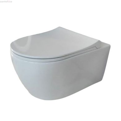 Унитаз подвесной безободочный Quarter Bath Deep с крышкой Slim, белый 70DE03054.00.1_30SCD.03WG