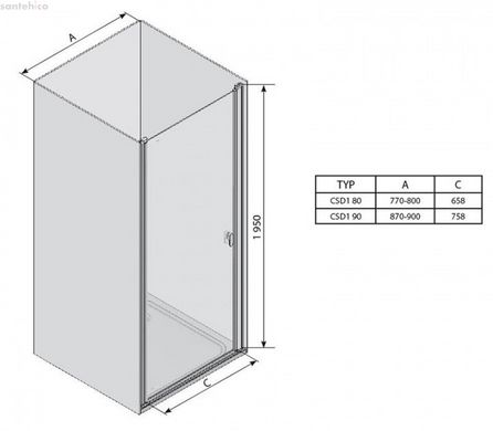 Душові двері RAVAK CHROME CSD1-80 Transp 0QV40C00Z1