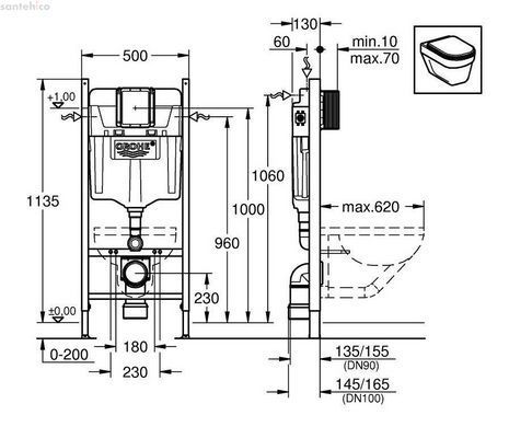 Инсталляция Grohe Rapid SL 38772001 3 в 1 + Унитаз подвесной AquA PooL Origin Round M Vortex Ultra Clean 88OR520T03 с сиденьем Soft Close