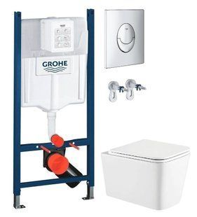 Інсталяція Grohe Rapid SL 38721001 4 в 1 + Унітаз підвісний Koller Pool Kvadro KR-0530-RW із сидінням Soft Close