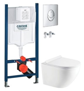 Инсталляция Grohe Rapid SL 38721001 4 в 1 + Унитаз подвесной Koller Pool Round Tornado RN-0520-RQ3 с сиденьем Soft Close