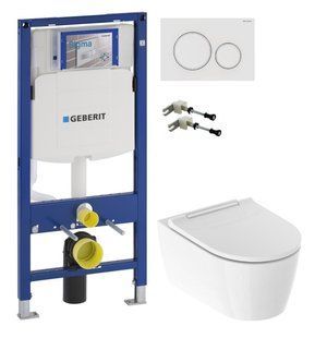 Инсталляция Geberit Duofix 111.300.00.5 c клавишей Geberit Sigma 20 белый матовый + Унитаз подвесной Geberit One TurboFlush 500.202.01.1 с сиденьем Soft Close
