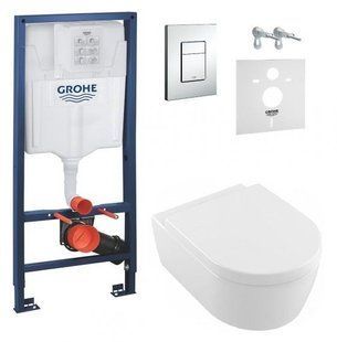 Инсталляция Grohe Rapid SL 38772001 4 в 1 + Унитаз подвесной Villeroy&Boch Vento 5656HR01 с сиденьем Soft Close