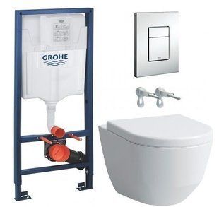 Инсталляция Grohe Rapid SL 38775001 комплект 4 в 1 + Унитаз подвесной LAUFEN PRO Rimless + сиденье с крышкой SOFT CLOSE H8209660000001