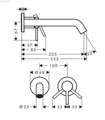 Смеситель для раковины Hansgrohe Tecturis S 225 сатин 73351800