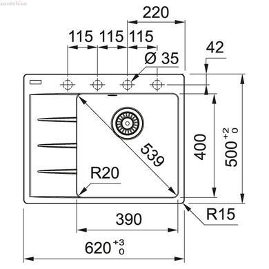 КУХОННА МИЙКА FRANKE CENTRO CNG 611-62 TL ОНІКС 114.0630.463