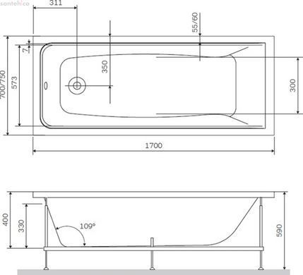 Ванна акриловая Am.Pm Gem 170x75 W90A-170-075W-A