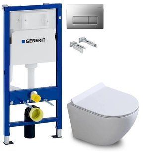 Інсталяція Geberit Duofix 458.103.00.1 з клавішею клавішею Delta50 хром матовий + Унітаз підвісний Dusel Levita DWHT10201130R з сидінням Soft Close