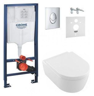 Инсталляция Grohe Rapid SL 38721001 4 в 1 + Унитаз подвесной Villeroy&Boch Vento 5656HR01 с сиденьям Soft Close