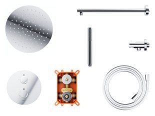 Душевой гарнитур скрытого монтажа Corsan LUGO CHROM + BOX хром с термостатом Z03TCH
