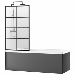 Шторка для ванни REA LAGOS-1 BLACK 80 см рухома REA-K4570
