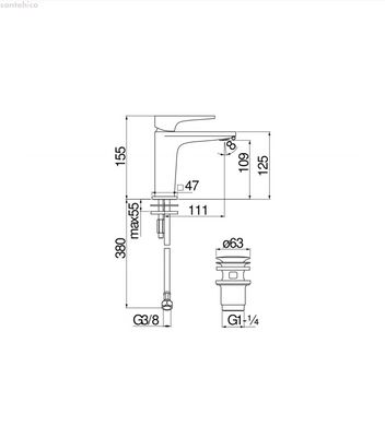 Змішувач для умивальника з донним клапаном хром Nobili Італія SE124118/2CR