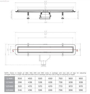Душовий канал Pestan Confluo Primo Line 650 мм 13702503 з решіткою з нержавіючої сталі/під плитку