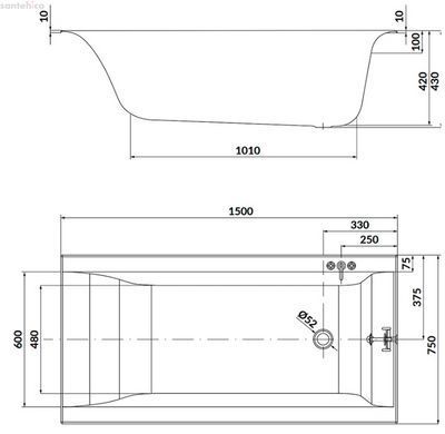 Ванна акриловая Cersanit Larga 150x75 S301-304