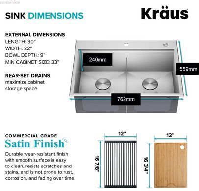 Кухонная мойка Kraus Kore нержавеющая сталь KWT302-30