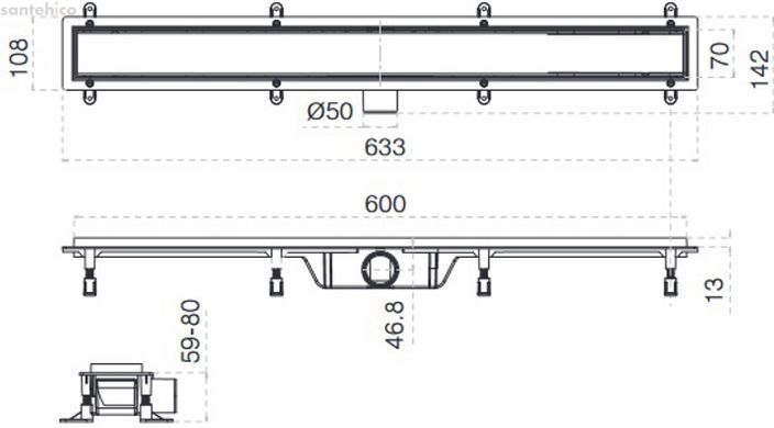 Душовий канал Koller Pool Aqua 60 см AQL0600 з решіткою Line