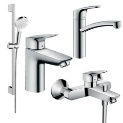 Набір змішувачів для ванни Hansgrohe EcoSmart Logis / Focus 100 (71104 + 7140 + 31806 + 26534400), хром 20200012