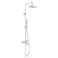 SISTEMA P система душова (термостат для ванни, верхній душ 246*170 мм ABS, ручний душ 53 мм 1 режим, білі лійки, шланг 160 см), cromo