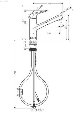 Змішувач для кухні Hansgrohe Logis 71865000 150 EcoSmart 1jet M42 хром 71865000
