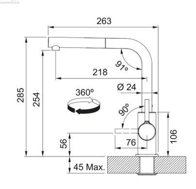 Змішувач для кухні Franke Lina L Shape Pull Out сірий камінь 115.0728.486