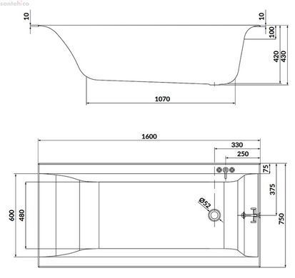 Ванна акриловая Cersanit Larga 160x75 S301-305