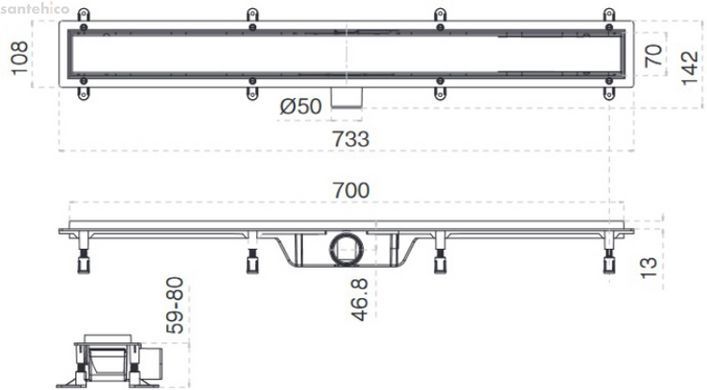 Душевой канал Koller Pool Aqua 70 см AQL0700 с решёткой Line