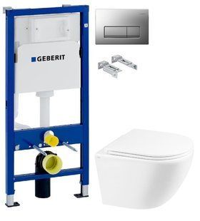 Інсталяція Geberit Duofix 458.103.00.1 з клавішею клавішею Delta50 хром матовий + Унітаз підвісний Qtap Robin QT1333046ENRW з сидінням Soft Close