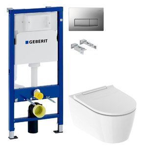 Інсталяція Geberit Duofix 458.103.00.1 з клавішею Delta50 хром матовий + Унітаз підвісний Geberit One TurboFlush 500.202.01.1 з сидінням Soft Close