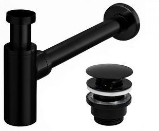 Сифон універсальний для раковини (умивальника) REA BLACK MAT CLICK-KLAK чорний REA-A5215