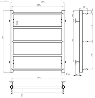 Рушникосушка електрична Deffi Ladder 500x600 хром C.LK.60.50.5.E.C.R.5 права C.LK.60.50.5.E.C.R.5