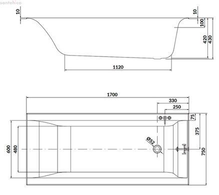 Ванна акрилова Cersanit Larga 170x75 S301-303