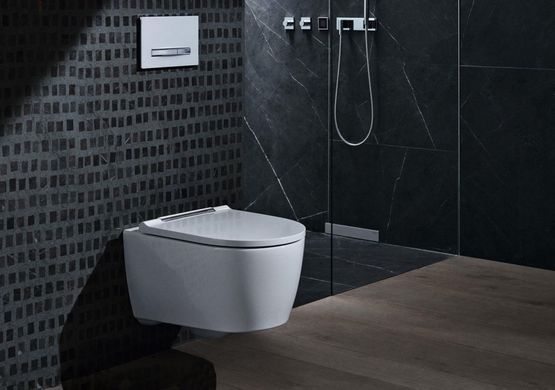 Инсталляция Geberit Duofix 458.103.00.1 с клавишей Delta50 хром матовый + Унитаз подвесной Geberit One TurboFlush 500.202.01.1 с сиденьем Soft Close