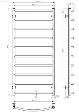 Рушникосушка електрична Deffi Класик 500x1100 хром C.DK.110.50.10.E.C.L.1 ліва