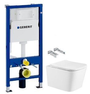 Инсталляция Geberit Duofix 2 в 1 458.103.00.1 + Унитаз подвесной Qtap Crow Ultra Quite QT05335171W с сиденьям Soft Close