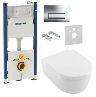 Инсталляция Geberit Duofix 458.178.21.1 4 в 1 + Унитаз подвесной Villeroy&Boch Vento 5656HR01 с сиденьем Soft Close