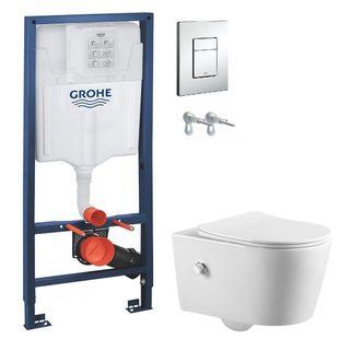 Инсталляция Grohe Rapid SL 38772001 3 в 1 + Унитаз подвесной с функцией биде ASIGNATURA Simple Bend 37852805 с сиденьем Soft Close