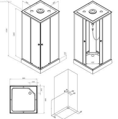 Душовий бокс Am.Pm X-Joy Square 90x90 (Профіль - чорний, скло - прозоре) W94C-403-090BT