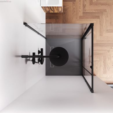 Душевой угол Am.Pm Gem Sqare Pivot 90x90 (Профиль &ndash; черный, стекло &ndash; прозрачное) W90UG-404-9090-BT