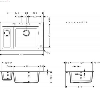 Мойка для кухни встраиваемая Hansgrohe S51 S510-F635 SilicaTec черный графит 2024004K со смесителем
