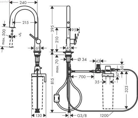 Змішувач для кухні Hansgrohe Aqittura M91 FilterSystem 210 сатин 76803800 під фільтровану воду