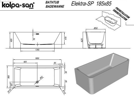 Ванна акрилова Kolpa San Elektra SP 180x85 513460