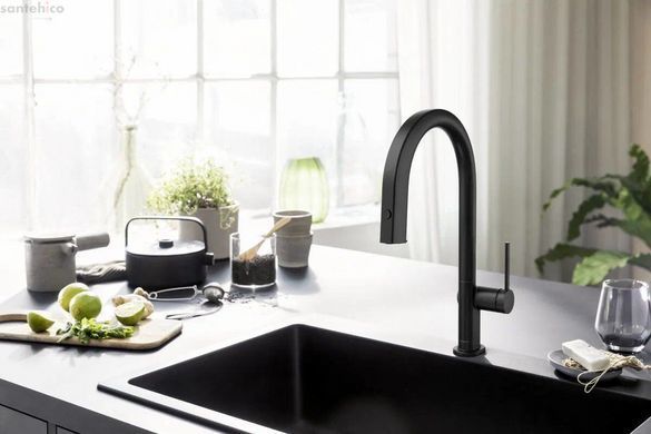 Змішувач для кухні Hansgrohe Aqittura M91 FilterSystem 210 сатин 76803800 під фільтровану воду