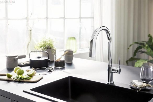 Змішувач для кухні Hansgrohe Aqittura M91 FilterSystem 210 сатин 76803800 під фільтровану воду